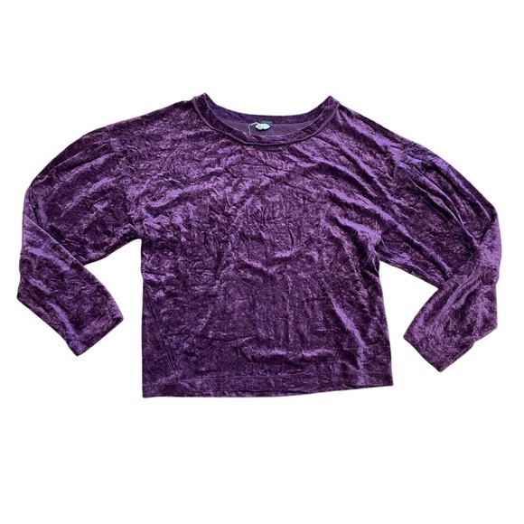 We‎ The Free Women's Large Purple Velvet Long Sleeve Top Blouse Casual Comfy - Picture 1 of 4